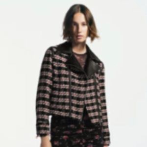 Zara NWT tweed and faux leather moto jacket